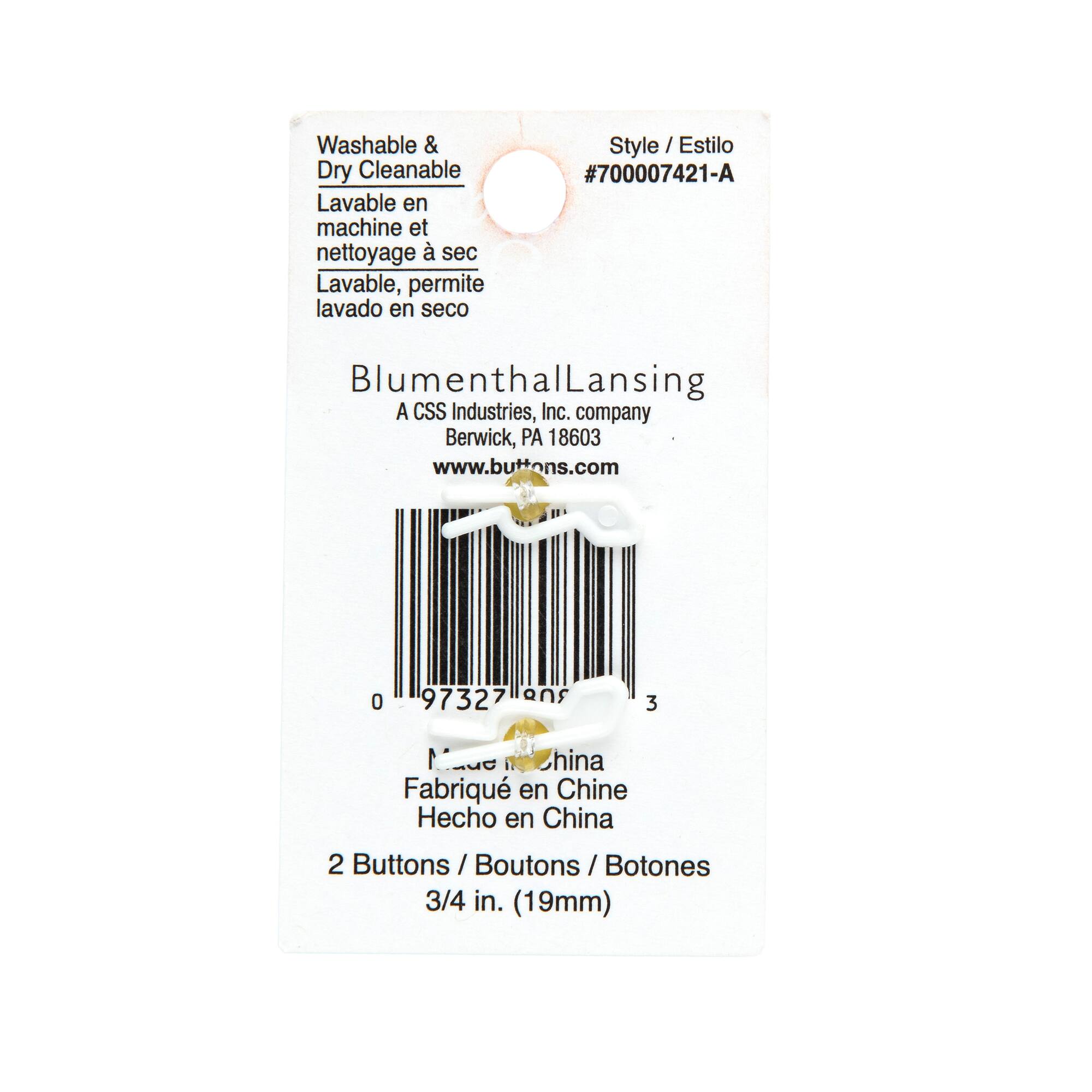 Flair Originals 3/4" Yellow Bee Shank Buttons, 2ct.